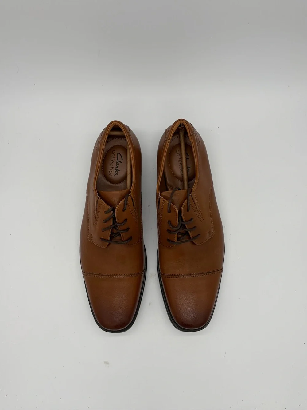 Clarks Men's Brown Leather Cap-Toe Oxfords New Without Box